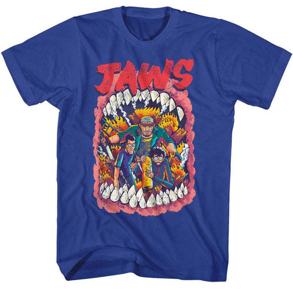 Jaws-Jaws Big Mouth-Royal Adult S/S T-Shirt - Royal