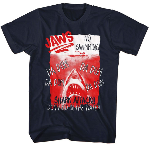 Jaws-Jaws Handwritten-Navy Adult S/S T-Shirt - Navy