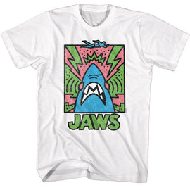 Jaws-Jaws Abstract Doodle-White Adult S/S T-Shirt - White