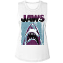 Jaws-Jaws Day Under Night Over-White Ladies Muscle Tank S - White