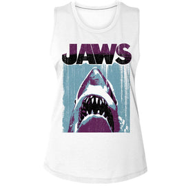 Jaws-Jaws Day Under Night Over-White Ladies Muscle Tank S - White