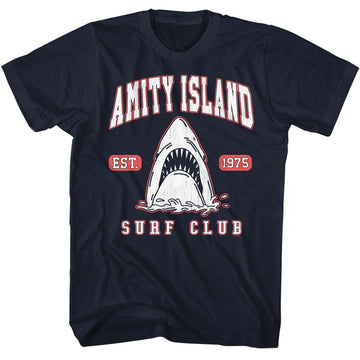 Jaws-Jaws Surf Club Collegiate-Navy Adult S/S T-Shirt - Navy