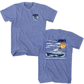 Jaws-Jaws Amity Island Regatta-Light Blue Heather Adult S/S T-Shirt ***F&B***-S - Light Blue Heather