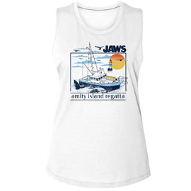 Jaws-Jaws Amity Island Regatta-White Ladies Muscle Tank S - White