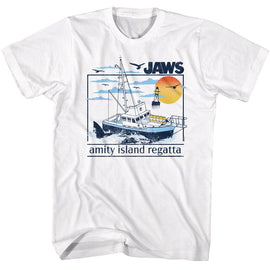 Jaws-Jaws Amity Island Regatta-White Adult S/S T-Shirt - White