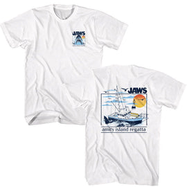 Jaws-Jaws Amity Island Regatta-White Adult S/S T-Shirt ***F&B***-S - White