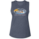 Jaws-Jaws Girl On Float-Antique Denim Ladies Muscle Tank-S - Antique Denim