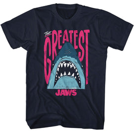 Jaws-Jaws The Greatest Shark-Navy Adult S/S T-Shirt - Navy