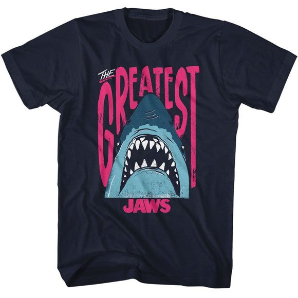 Jaws-Jaws The Greatest Shark-Navy Adult S/S T-Shirt - Navy