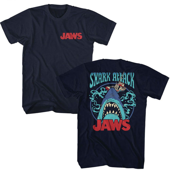 Jaws-Jaws Name-Navy Adult S/S T-Shirt S ***F&B*** - Navy