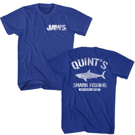 Jaws-Jaws Quints Front And Back-Royal Adult S/S T-Shirt ***F&B*** - Royal