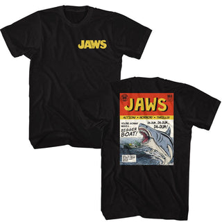 Jaws Jaws Comic Front And Back Adult T-Shirts