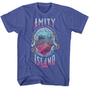 Jaws-Jaws Shark Teeth And Floral-Royal Heather Adult S/S T-Shirt - Royal Heather