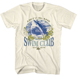 Jaws-Jaws Swim Club Since 1975-Natural Adult S/S T-Shirt - Natural