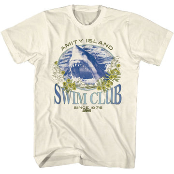 Jaws-Jaws Swim Club Since 1975-Natural Adult S/S T-Shirt - Natural