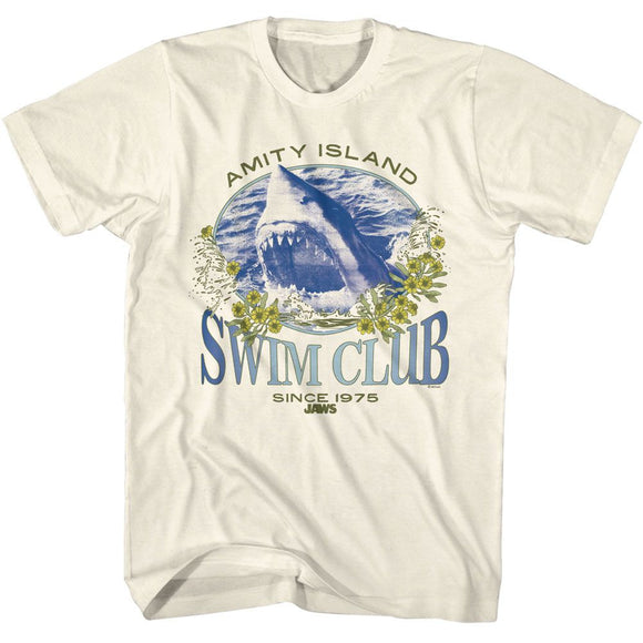 Jaws-Jaws Swim Club Since 1975-Natural Adult S/S T-Shirt - Natural