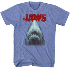 Jaws-Stressed Out-Light Blue Heather Adult S/S T-Shirt - Light Blue Heather