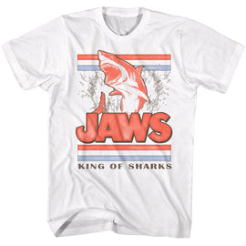 Jaws-Jaws King Of Sharks-White Adult S/S T-Shirt - White