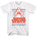 Jaws-Jaws Head King Of Sharks-White Adult S/S T-Shirt - White