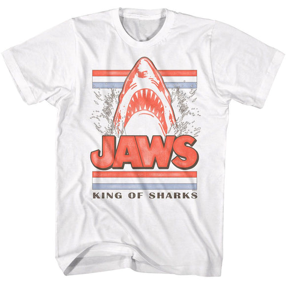 Jaws-Jaws Head King Of Sharks-White Adult S/S T-Shirt - White
