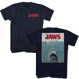 Jaws-Jaws Vintage Poster F B-Navy Adult S/S T-Shirt S ***F&B*** - Navy