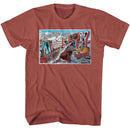 Jaws-Jaws Amity Island Postcard-Terracotta Adult S/S T-Shirt - Terracotta