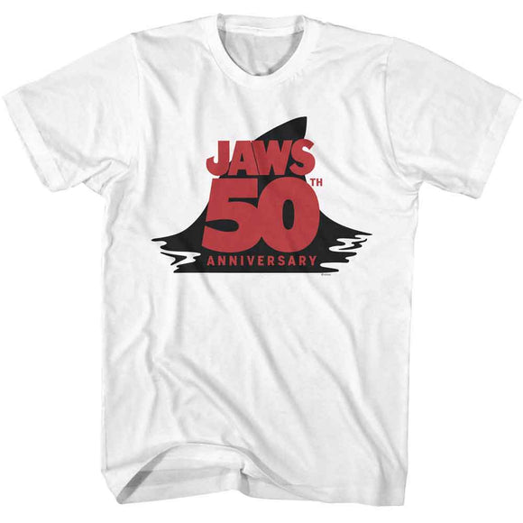 Jaws-Jaws 50Th Anniversary Fin-White Adult S/S T-Shirt - White