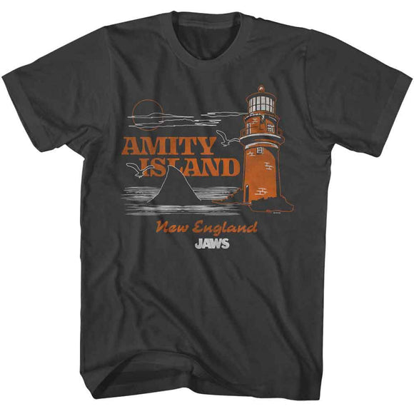 Jaws-Jaws Amity Island Tourist-Smoke Adult S/S T-Shirt - Smoke