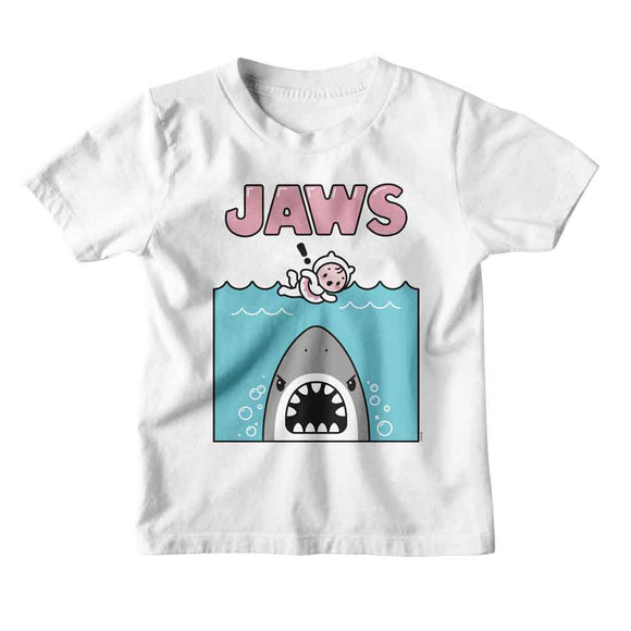 Jaws-Jaws Kawaii Jaws Swim-White Youth S/S T-Shirt-Xs (5-6) - White