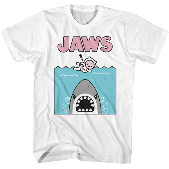 Jaws-Jaws Kawaii Jaws Swim-White Adult S/S T-Shirt - White