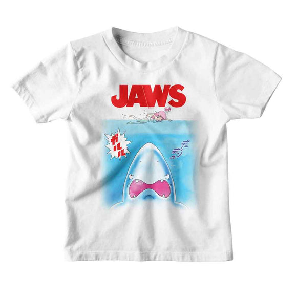 Jaws-Jaws Retro Anime-White Youth S/S T-Shirt (7-8) - White