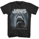 Jaws-Jaws Faded Background-Smoke Adult S/S T-Shirt - Smoke
