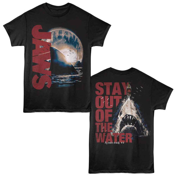 Jaws-Jaws Stay Out Of The Water F B-Black Adult S/S T-Shirt ***F&B***-S - Black