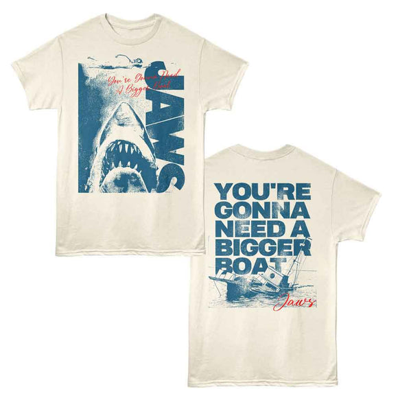 Jaws-Jaws Two Tone F B-Natural Adult S/S T-Shirt ***F&B***-S - Natural