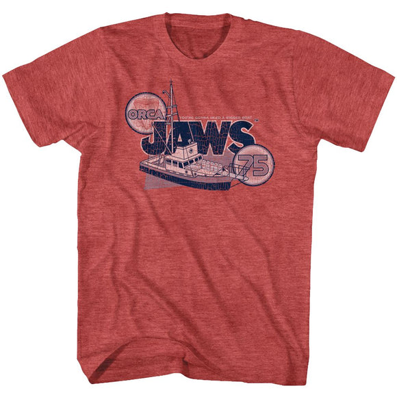 Jaws-Orca 79-Red Heather Adult S/S T-Shirt - Red Heather