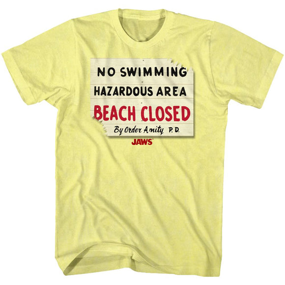 Jaws-Hazardous-Yellow Heather Adult S/S T-Shirt - Yellow Heather
