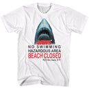Jaws-Beach Closed-White Adult S/S T-Shirt - White