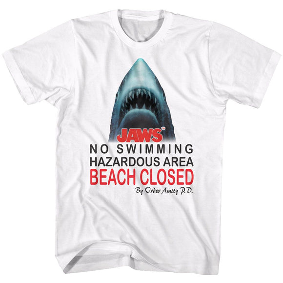 Jaws-Beach Closed-White Adult S/S T-Shirt - White