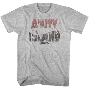 Jaws-Shark Line-Gray Heather Adult S/S T-Shirt - Gray Heather