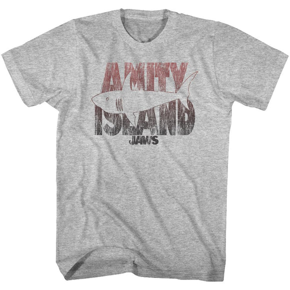 Jaws-Shark Line-Gray Heather Adult S/S T-Shirt - Gray Heather