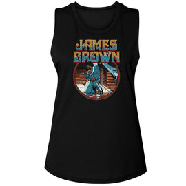 James Brown-James Brown Kneel Circle-Black Ladies Muscle Tank-S - Black