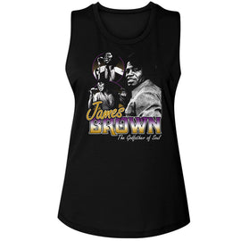 James Brown-James Brown Godfather Of Soul-Black Ladies Muscle Tank-S - Black