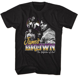 James Brown-James Brown Godfather Of Soul-Black Adult S/S T-Shirt S - Black
