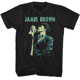 James Brown-James Brown Jb Singing-Black Adult S/S T-Shirt S - Black