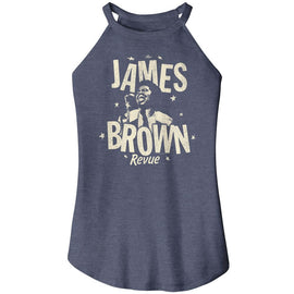 James Brown-James Brown Monochrome Revue-Navy Frost Ladies Sleeveless Rocker Tank-S - Navy Frost