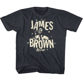 James Brown-James Brown Monochrome Revue-Navy Heather Youth S/S T-Shirt-Xs (5-6) - Navy Heather
