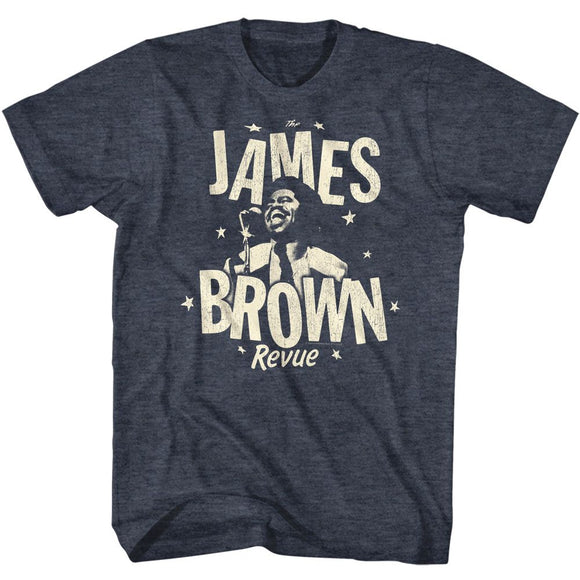James Brown-James Brown Monochrome Revue-Navy Heather Adult S/S T-Shirt - Navy Heather