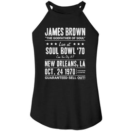 James Brown-James Brown Soul Bowl 1970-Black Ladies Sleeveless Rocker Tank-S - Black