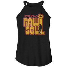 James Brown-James Brown Raw Soul-Black Ladies Sleeveless Rocker Tank-S - Black