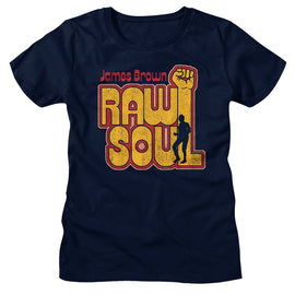 James Brown-James Brown Raw Soul-Ladies Navy Ladies S/S T-Shirt S - Navy